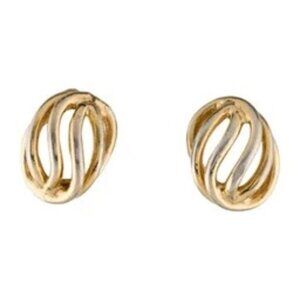 authentic Christian Dior earrings, bird cage style 14K gold plated clip Vintage